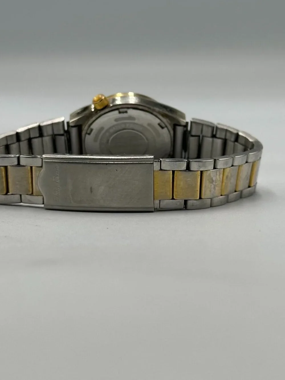Philip Persio Watch Women Silver Gold Two Tone Black Dial 24MM New Battery 6.5